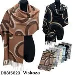 Szaliki damskie wiskoza wzór geometryczny pashmina 12 szt.
