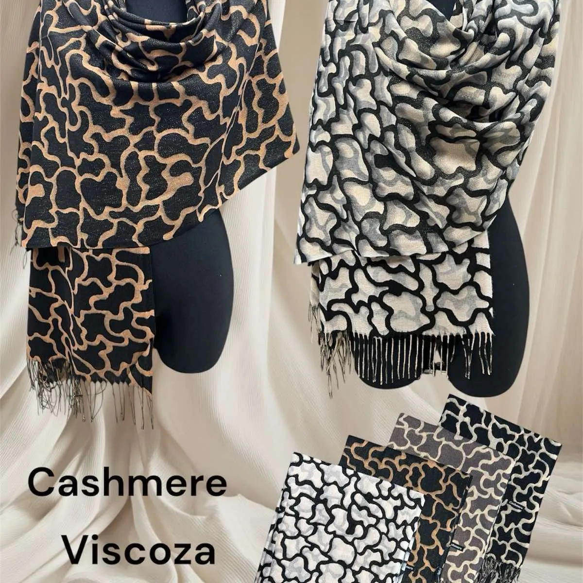 Szaliki damskie Cashmere Viscoza wzór abstrakcyjny 12 szt.