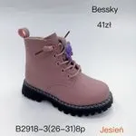 Botki dziewczęce Bessky różowe, rozmiary 26-31, ozdobny miś