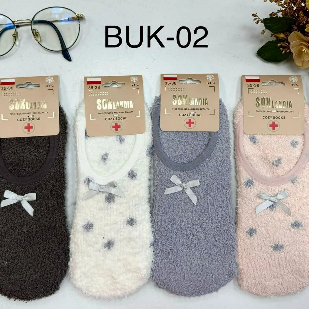 Damskie stopki bukle SOX LANDIA 35-38 puszyste z kokardką BUK-02