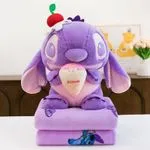 Maskotka Stitch fioletowa z lodem na kocyku - zestaw 2w1
