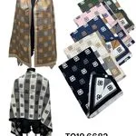 Szaliki damskie w logotypy, eleganckie chusty - mix kolorów 12 szt.