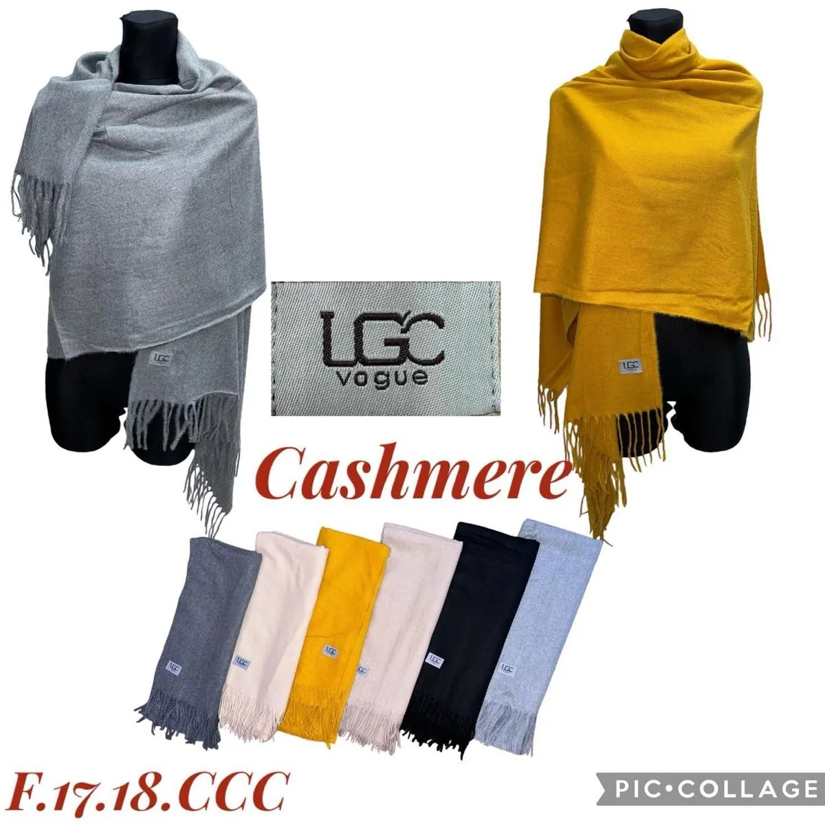 Apaszka damska LGC Vogue Cashmere z frędzlami mix kolorów
