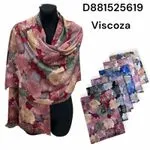 Apaszka damska wiskoza wzór liście miłorzębu mix kolorów 12szt