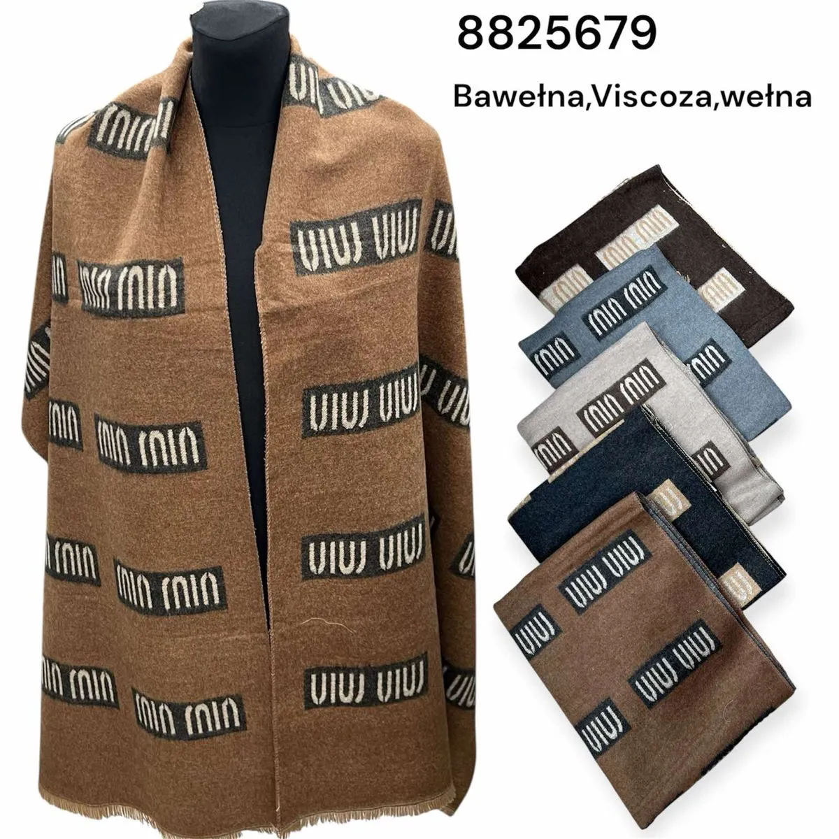 Apaszka damska bawełna wiskoza wełna wzór logo mix 12szt