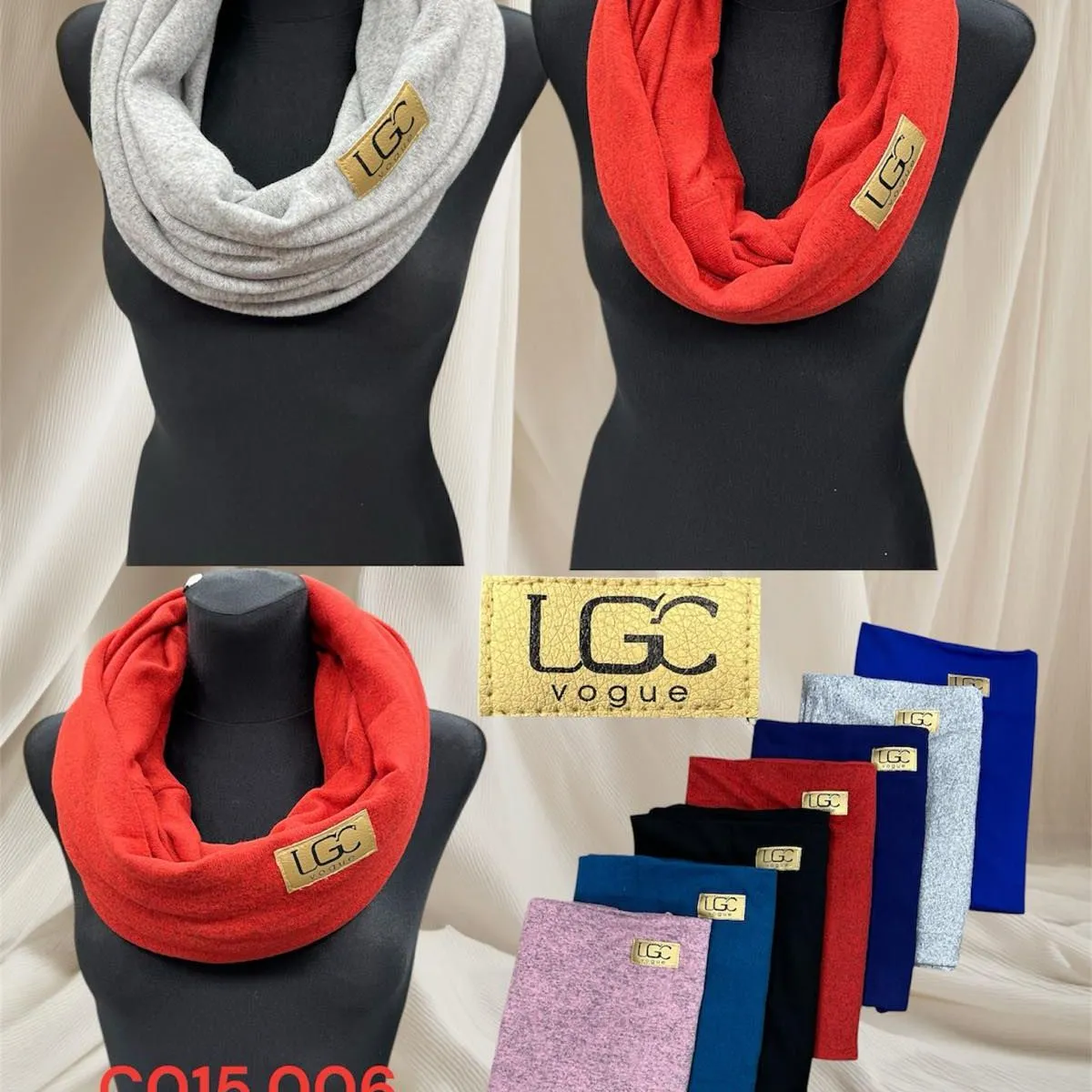 Apaszka Komin LGC Vogue Akryl Szary/Czerwony 12szt