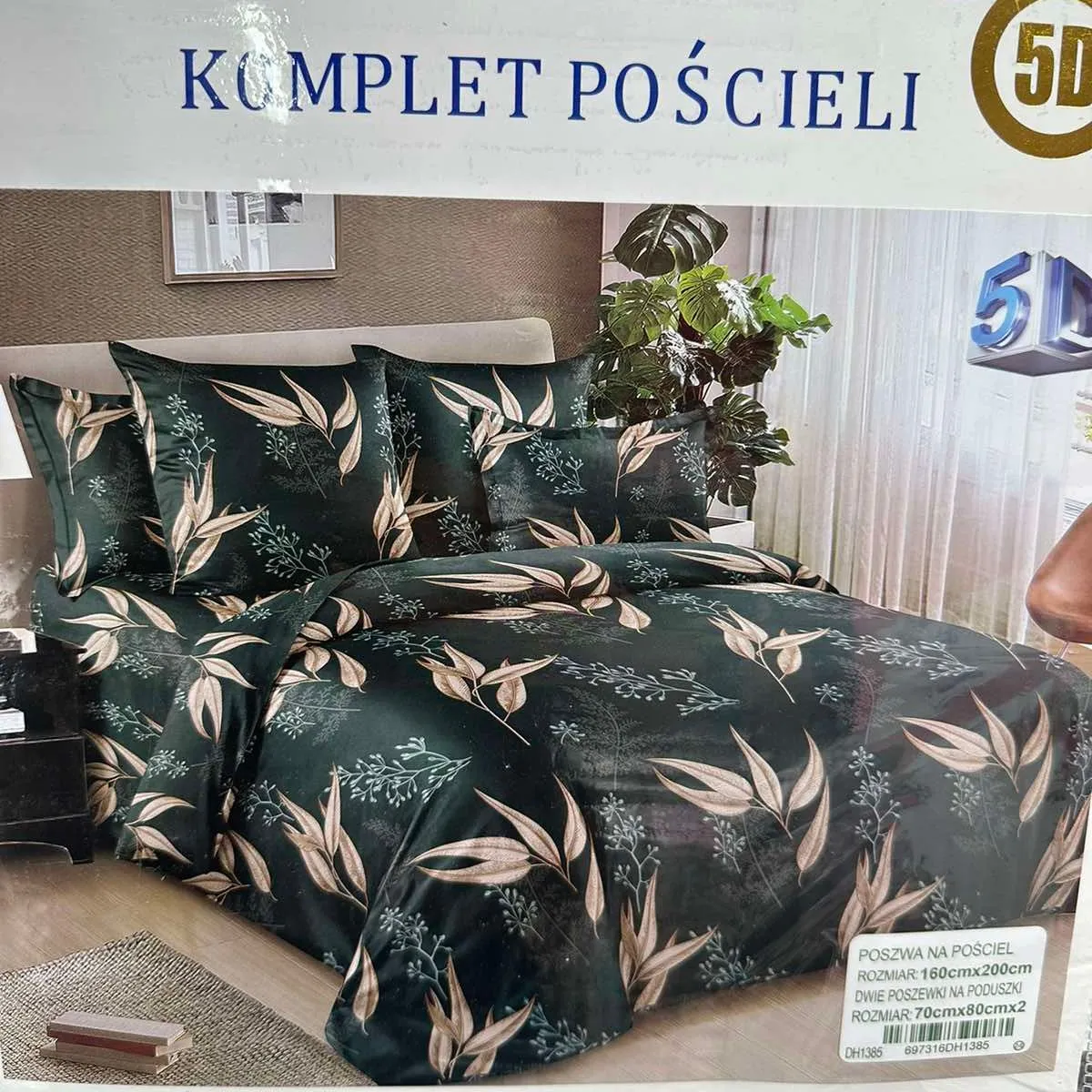 Komplet Pościeli 3cz Rui Bang 160/200 Zielony Liście