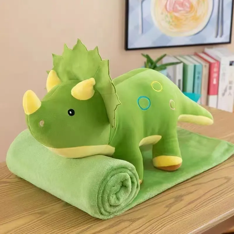 Maskotka Triceratops z Kocykiem Zielony