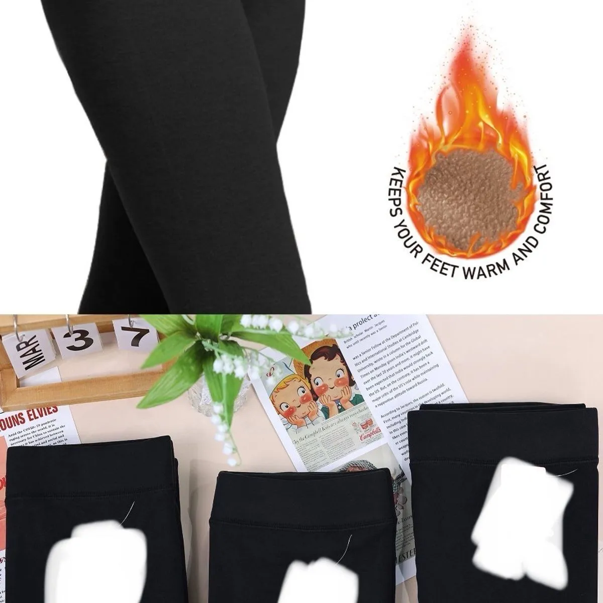 Legginsy damskie ciepłe czarne S-XXL, 120 szt/CTN