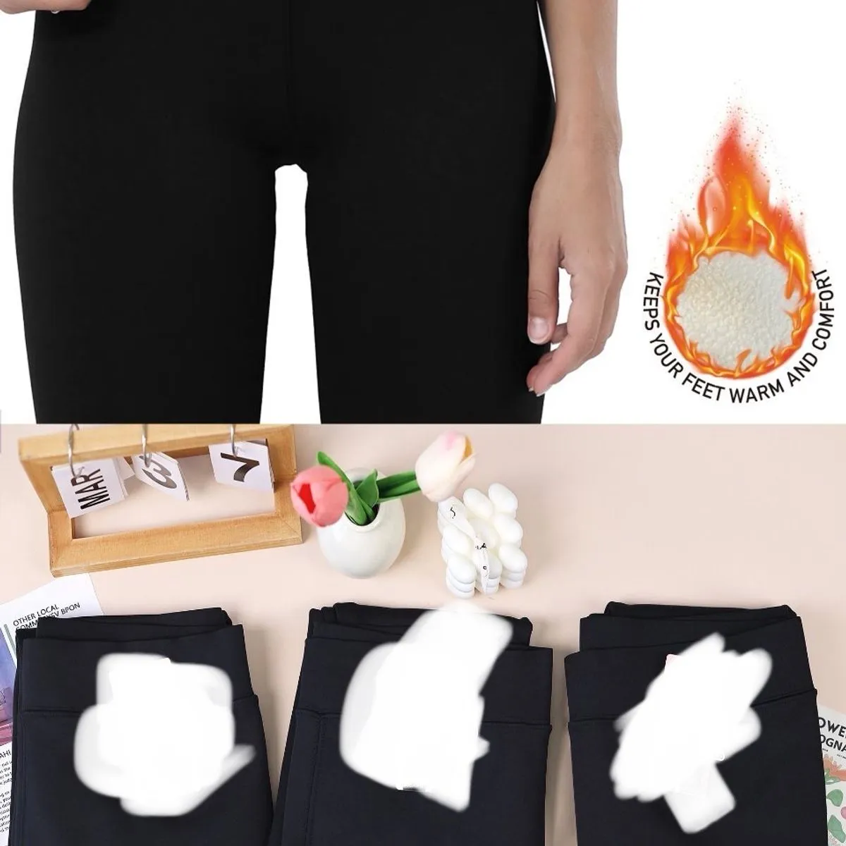 Legginsy damskie ciepłe XL-XXL NO.732 czarne