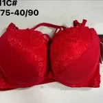 Biustonosz damski push-up czerwony koronka 34/75-40/90