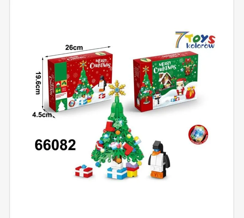 Zestaw klocków świąteczny 66082 choinka pingwin 26x4.5cm