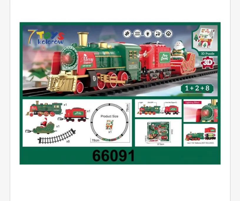 Zabawki Klocki 3D Puzzle Pociąg Świąteczny 66091