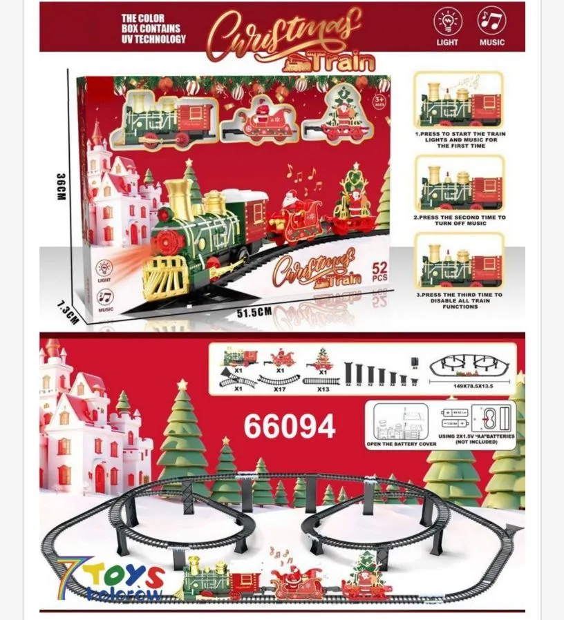 Zestaw kolejki świątecznej Christmas Train 52 elementy