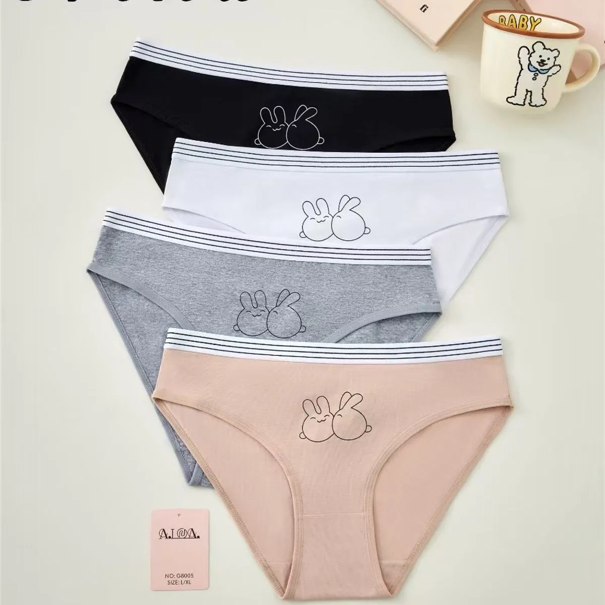 Majtki damskie Aina z króliczkami S/M L/XL 4 kolory