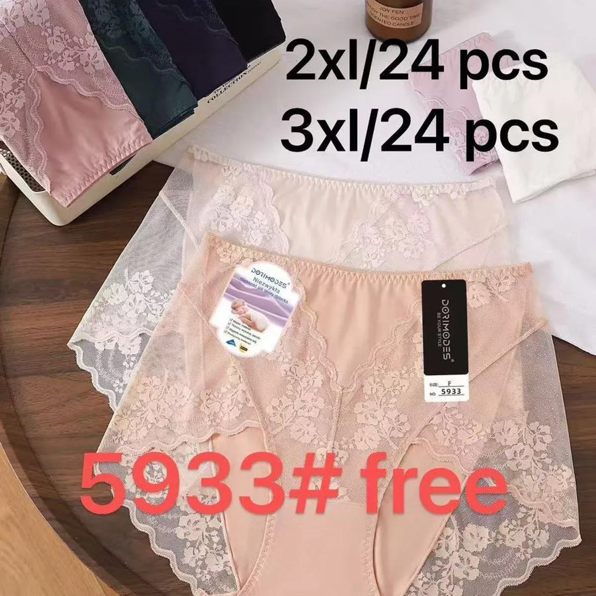 Majtki damskie 2XL i 3XL koronka DORIMODES 24 szt/opak