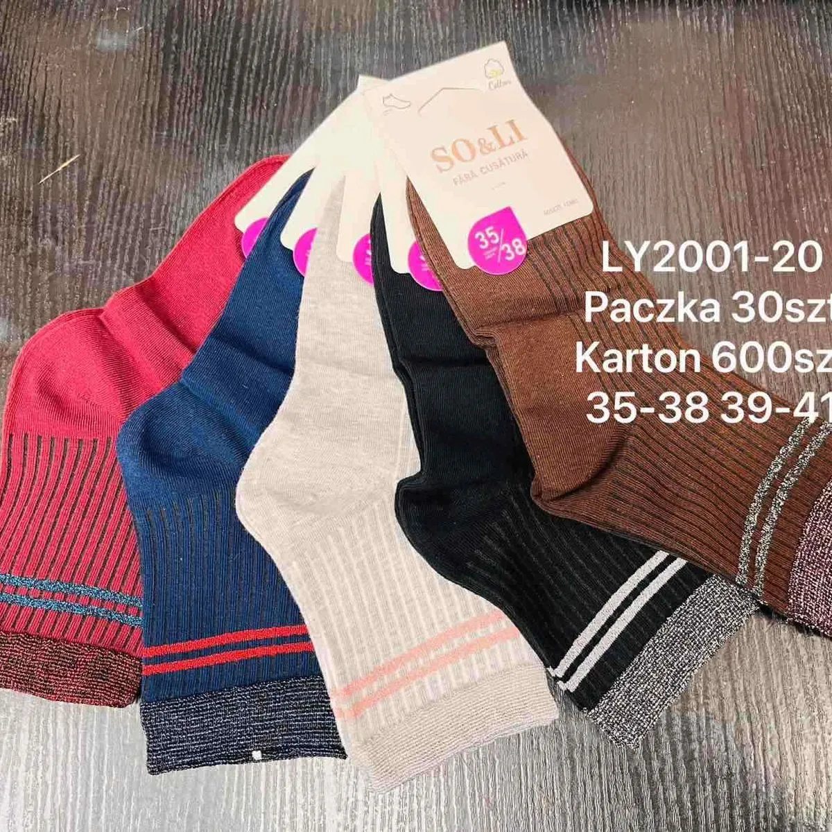 Skarpetki damskie Soli LY2001-20 paczka 30 szt 35-38/39-41