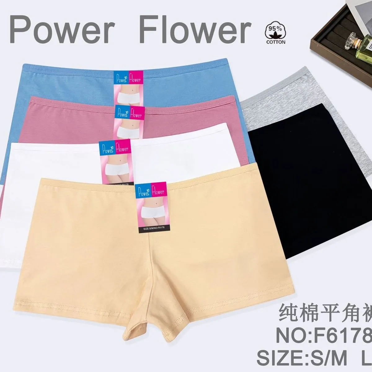 Majtki damskie Power Flower bawełniane S/M L/XL, 24 szt