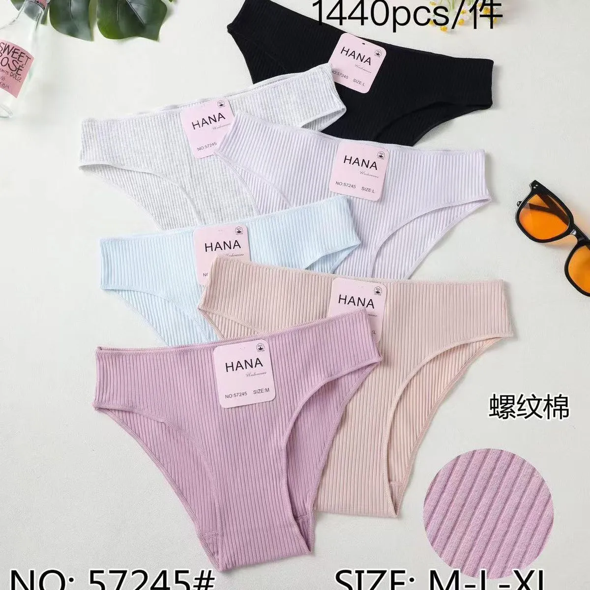 Majtki damskie HANA prążkowane S-M-L-XL 1440szt/paczka