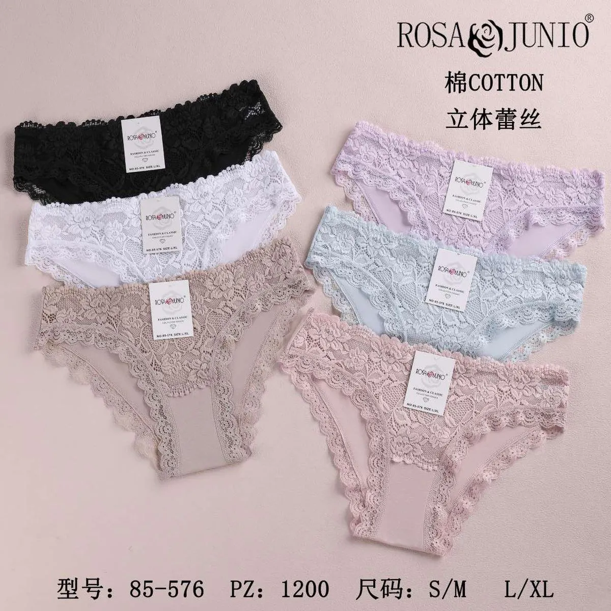 Majtki damskie Rosa&Junio bawełna koronka 6 szt S/M L/XL