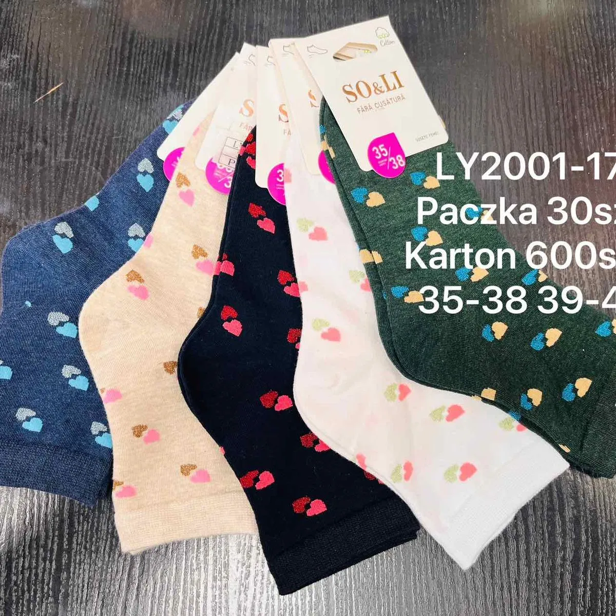 Skarpetki damskie LY2001-17 wzór kropelek 35-38/39-41