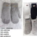 Rękawiczki damskie futrzane mix 4 kolory 20% wełna 80% akryl
