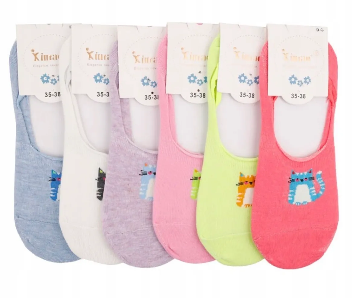 Skarpetki damskie stopki z kotkami 35-38, 6 szt, Kim