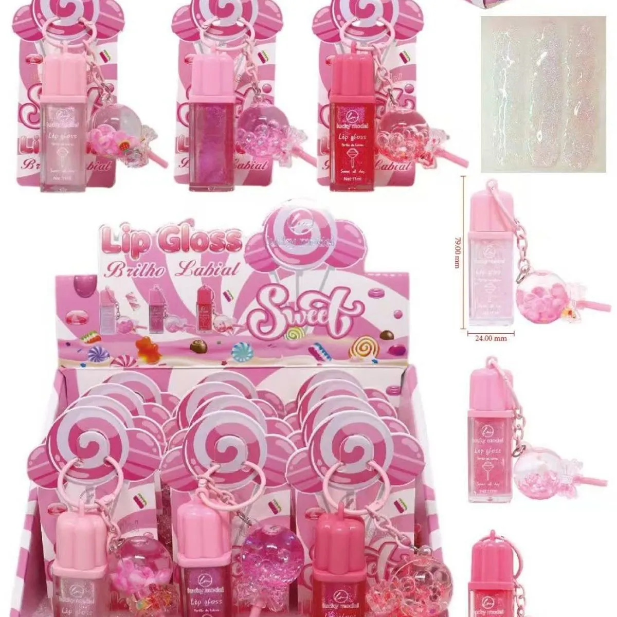 Lip Gloss Lucky Model do ust, różowy, 20g, opak. 12 szt