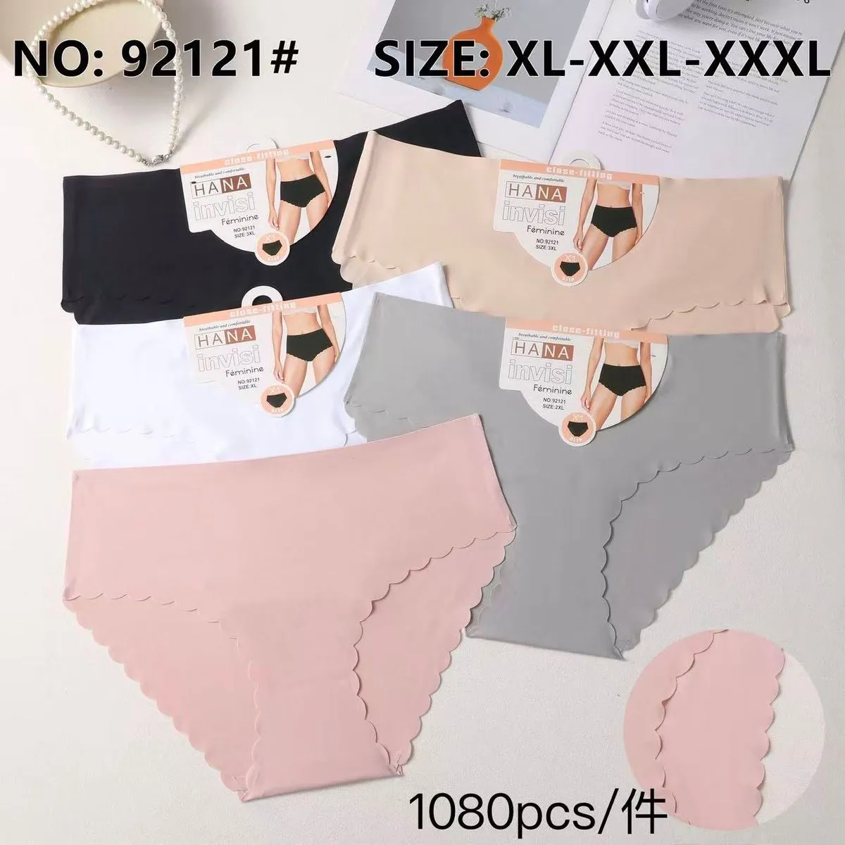 Majtki damskie bezszwowe HANA XL-5XL, 5 szt. mix kolorów