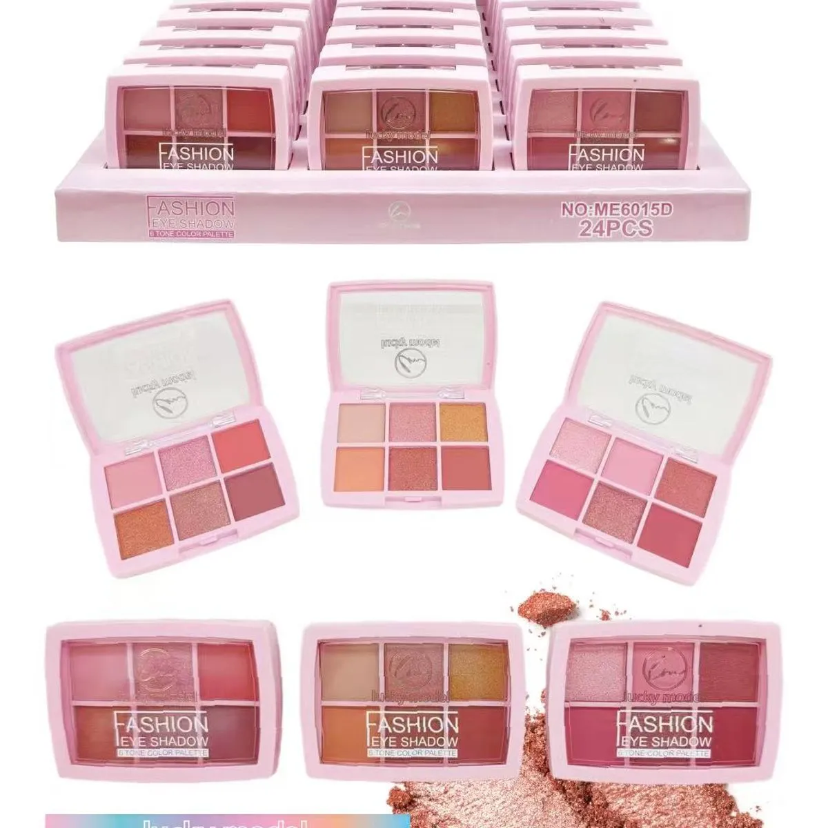 Paleta Cieni do Powiek Lucky Model 6x6 Kolory Różowo-Brązowe