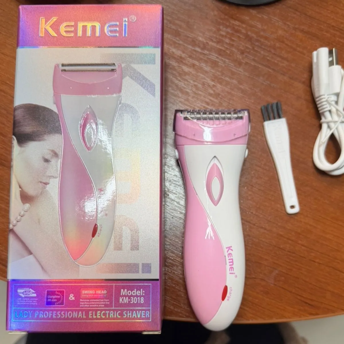 Depilator Kemei KM-1906 Ładowanie USB Różowy