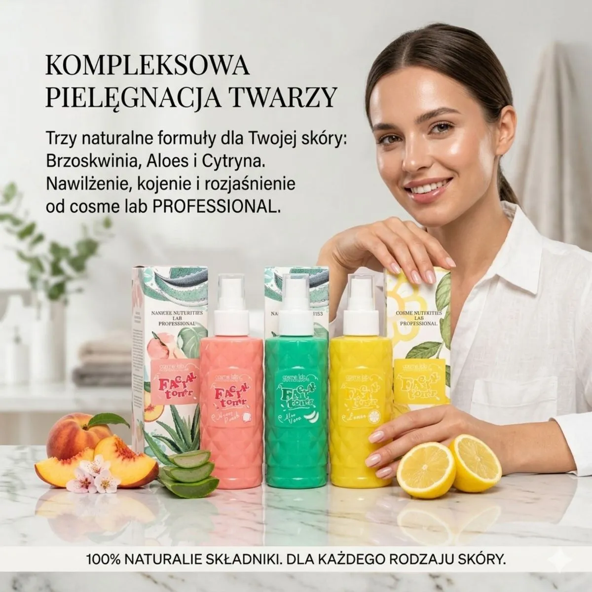 Naturalny Tonik do Twarzy Cosme z brzoskwinią i aloesem