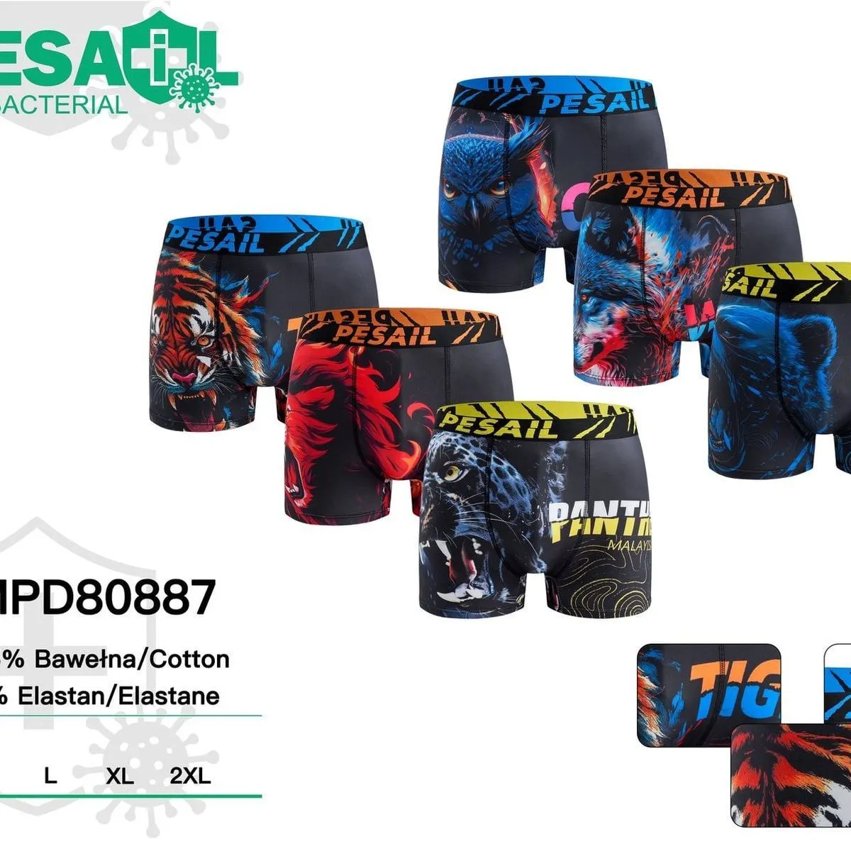 Bokserki męskie Pesail 95% bawełna L XL XXL