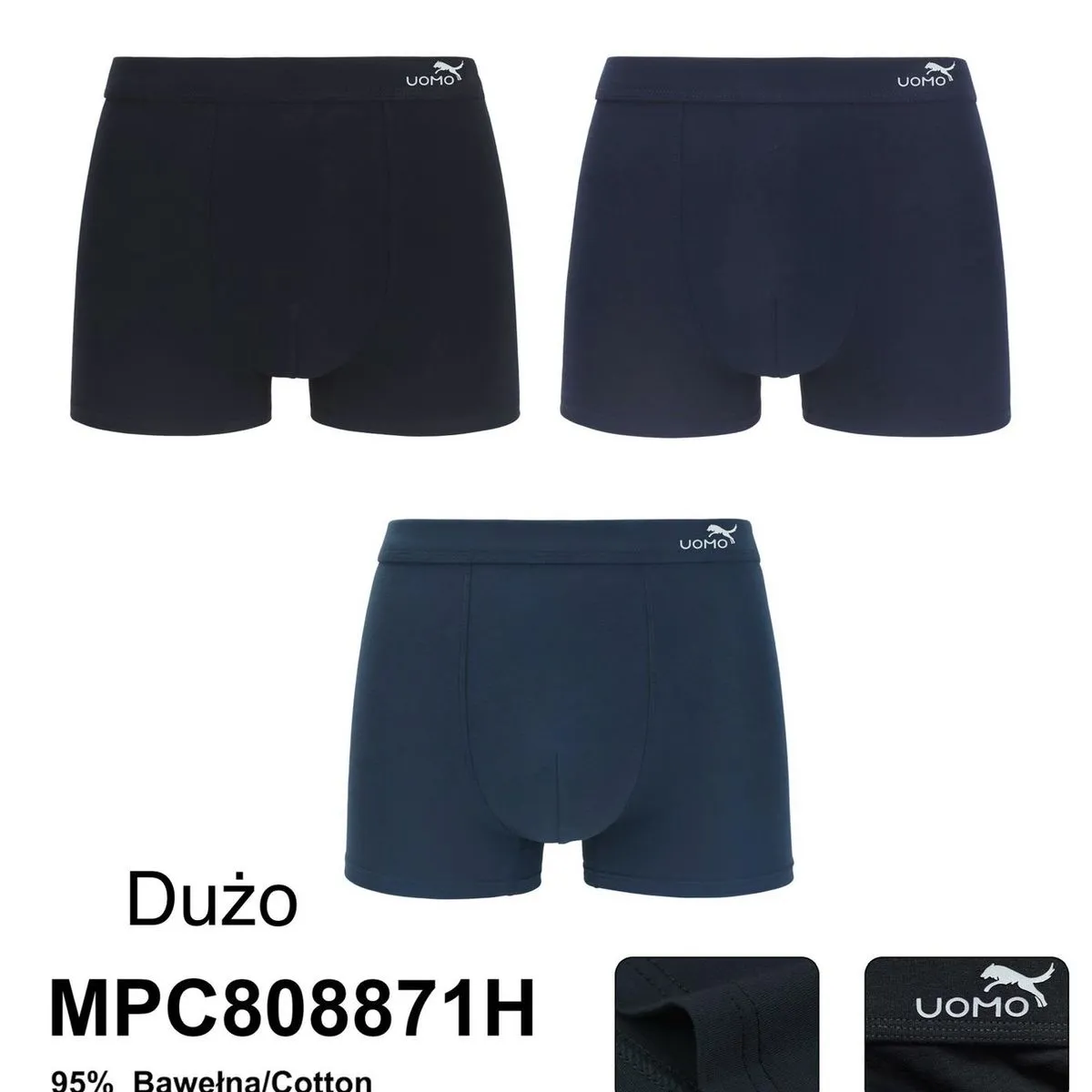 Bokserki męskie Pesoail Combed Cotton 4XL-7XL czarne granatowe