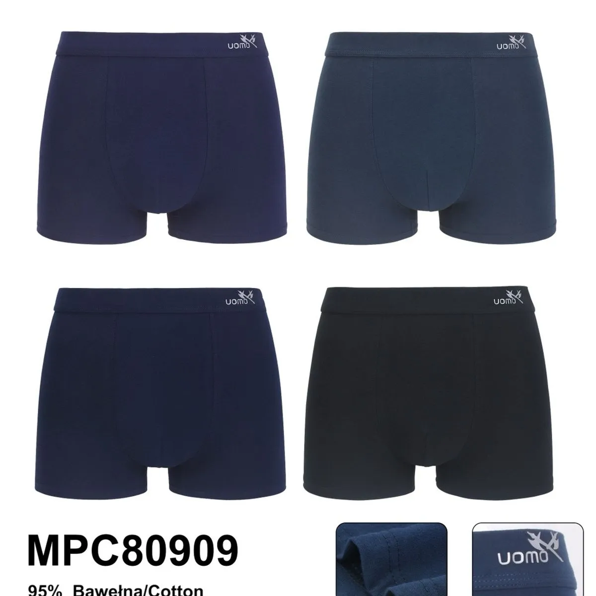 Bokserki męskie Pesail Combed Cotton M-L-XL-XXL granat/czarny