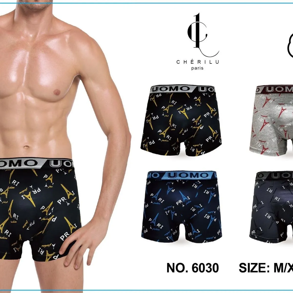 Bokserki męskie UOMO 100% bawełna wzór Paryż M/XXL nr 6030