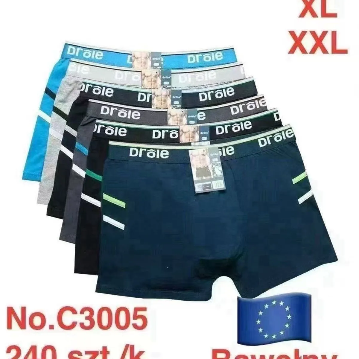 Bokserki męskie DROLE Bawelna Mix kolorów M-L-XL-XXL