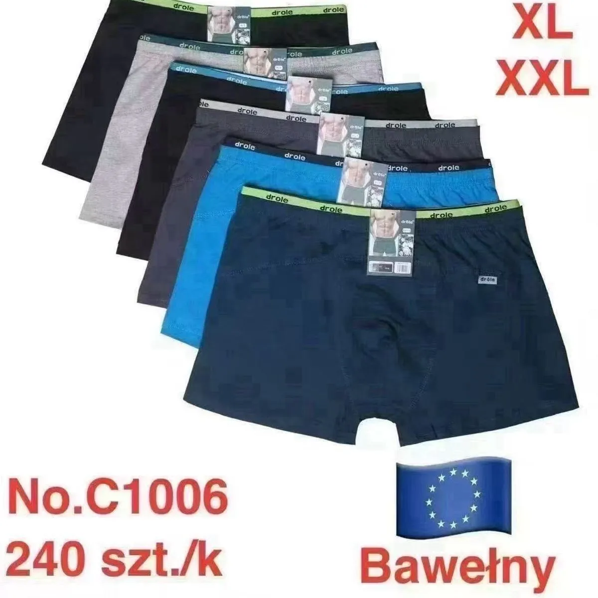 Bokserki męskie bawełniane mix kolorów M-L-XL-XXL