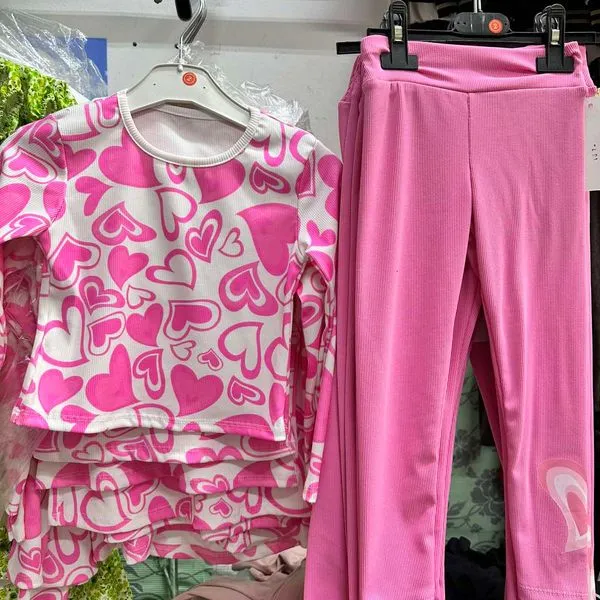 Komplet piżama dziecięca różowa serca 2-12L