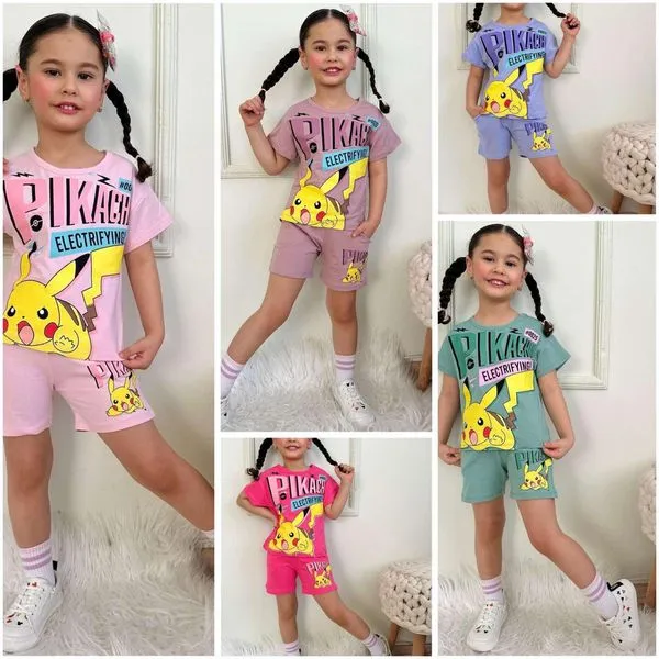 Komplet Pikachu Pokemon 3-10L Różowy/Zielony/Niebieski