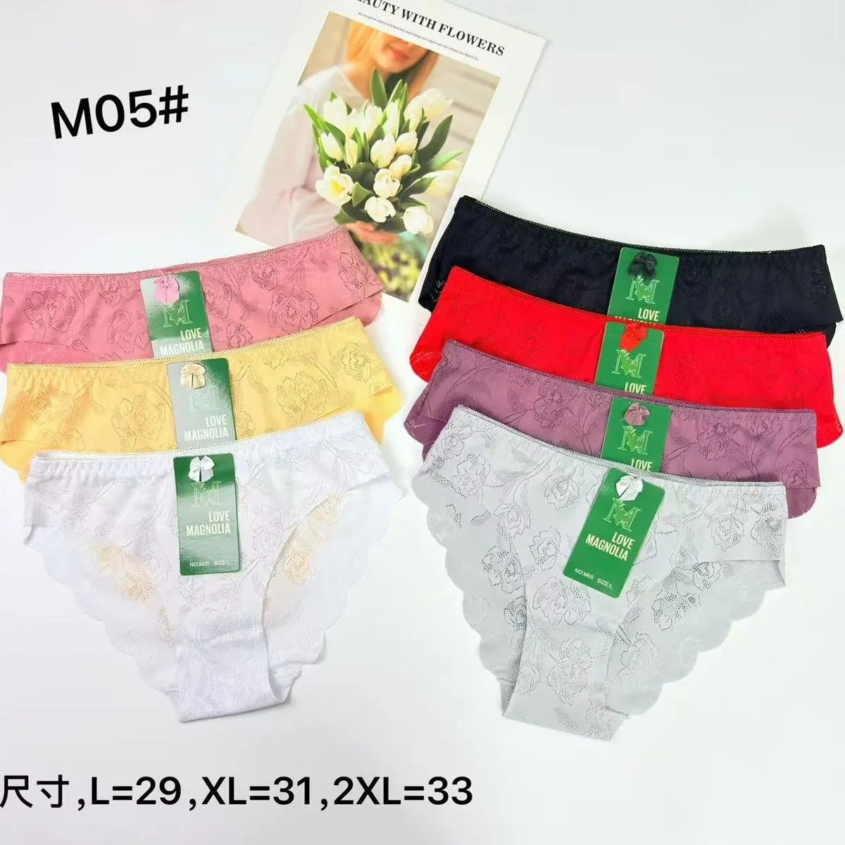 Majtki damskie M05 Love with Flowers, rozmiary L-XXL