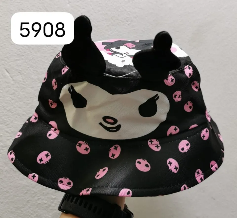 Czapka Kuromi Bucket Hat z Uszami Czarno-Różowa Dziecięca