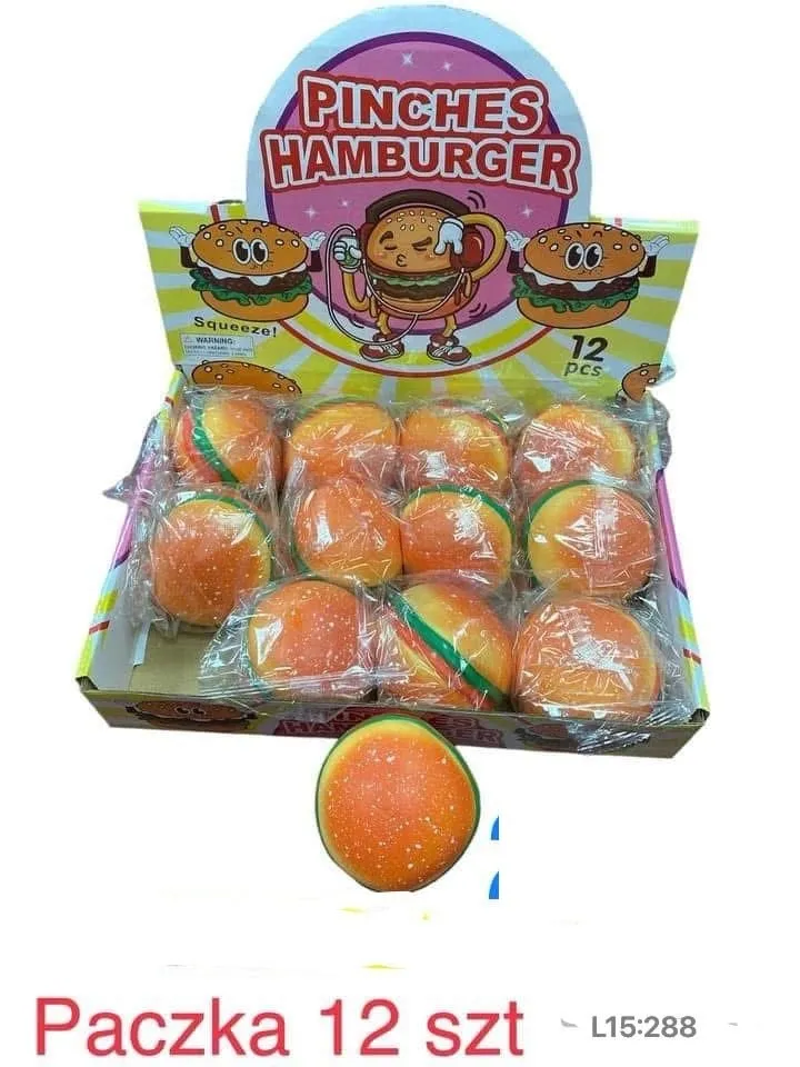Zabawka Squeeze Hamburger Gniotek Antystresowy Pinches 12szt