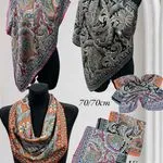 Szaliki damskie 70x70cm wzór paisley viskoza silk