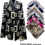 Szaliki damskie wiskoza i wełna, wzór geometryczny, mix kolorów