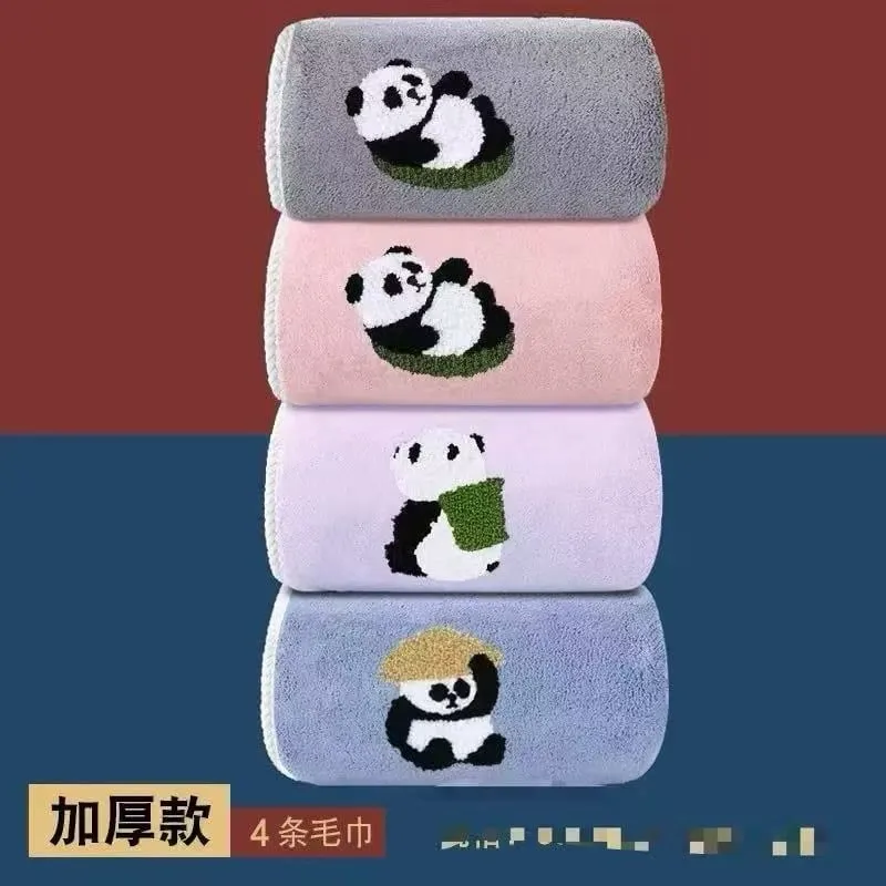 Ręczniki Mikrofibra 50/100 cm z Haftem Panda - Mix Kolorów