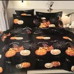 Pościel Bawełniana 3cz 160/200 Halloween Czarna w Dynie