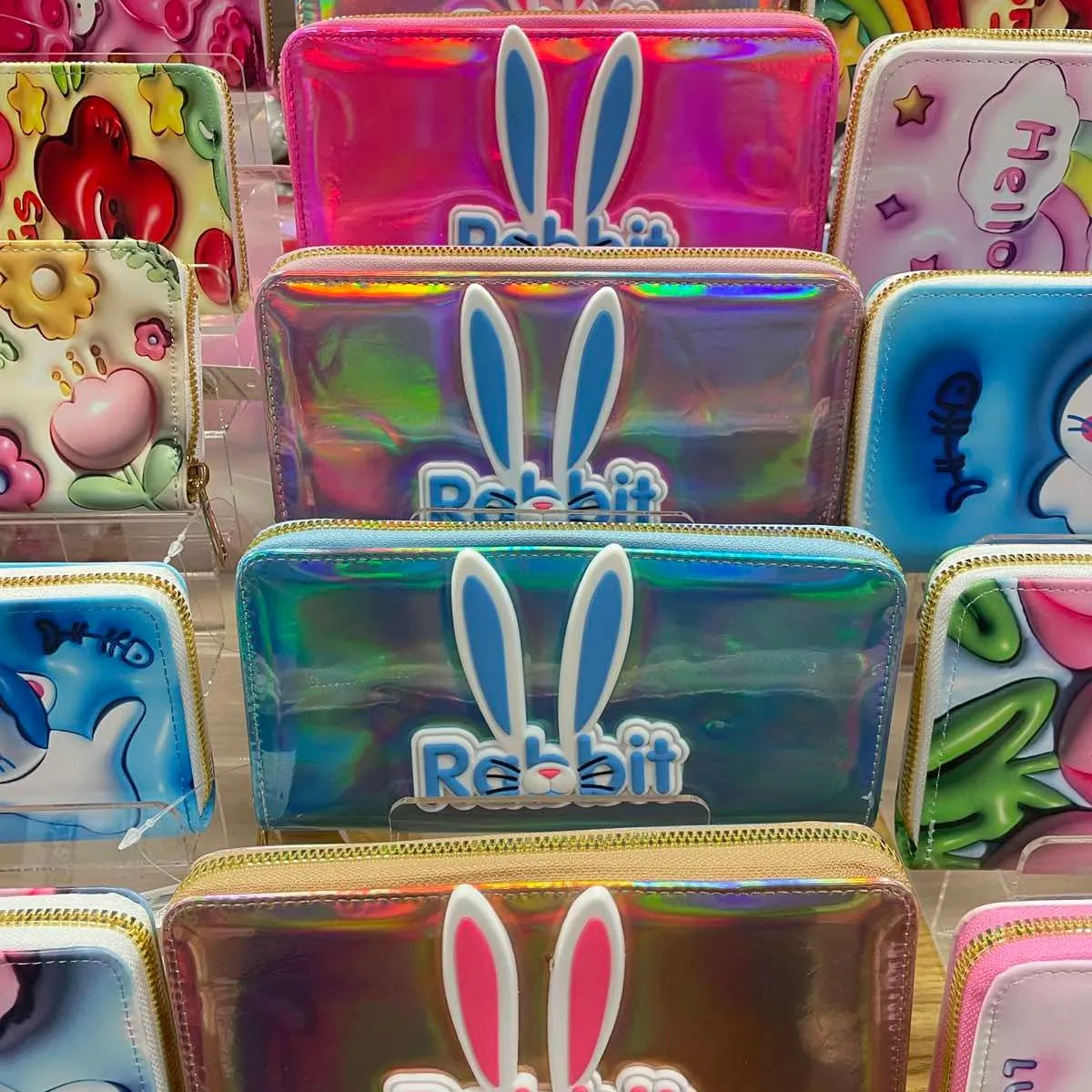 Portfel Rabbit dziecięcy holograficzny z uszami 3D, mix kolorów