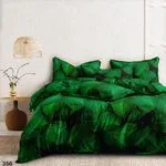 Pościel Bawełna Satyna 200x220cm 4cz Zielone Liście