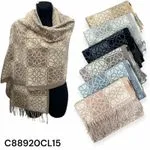 Szaliki damskie wzór kratka beżowo-szary C88920CL15